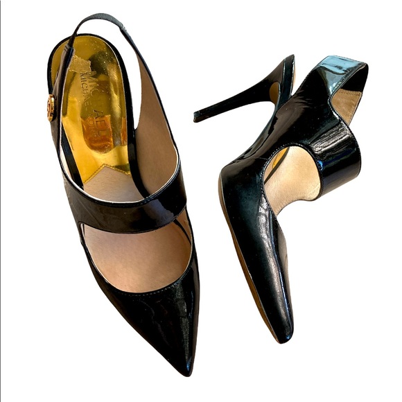 Michael Kors Shoes - Michael Kors Black Patent Sling Heels Shoes Size 6 1/2M